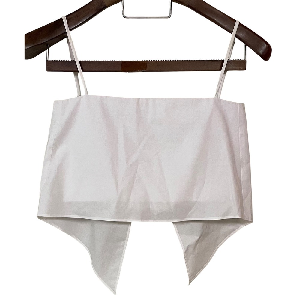 Cara Cara Lizzie Top‎ White Cotton Handkerchief Hem Crop Zip Back Minimalist S